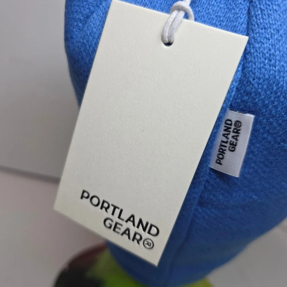 NWT‎ Portland Gear Roses Skully Beanie Cascade Blue White Logo FleeceLined 2